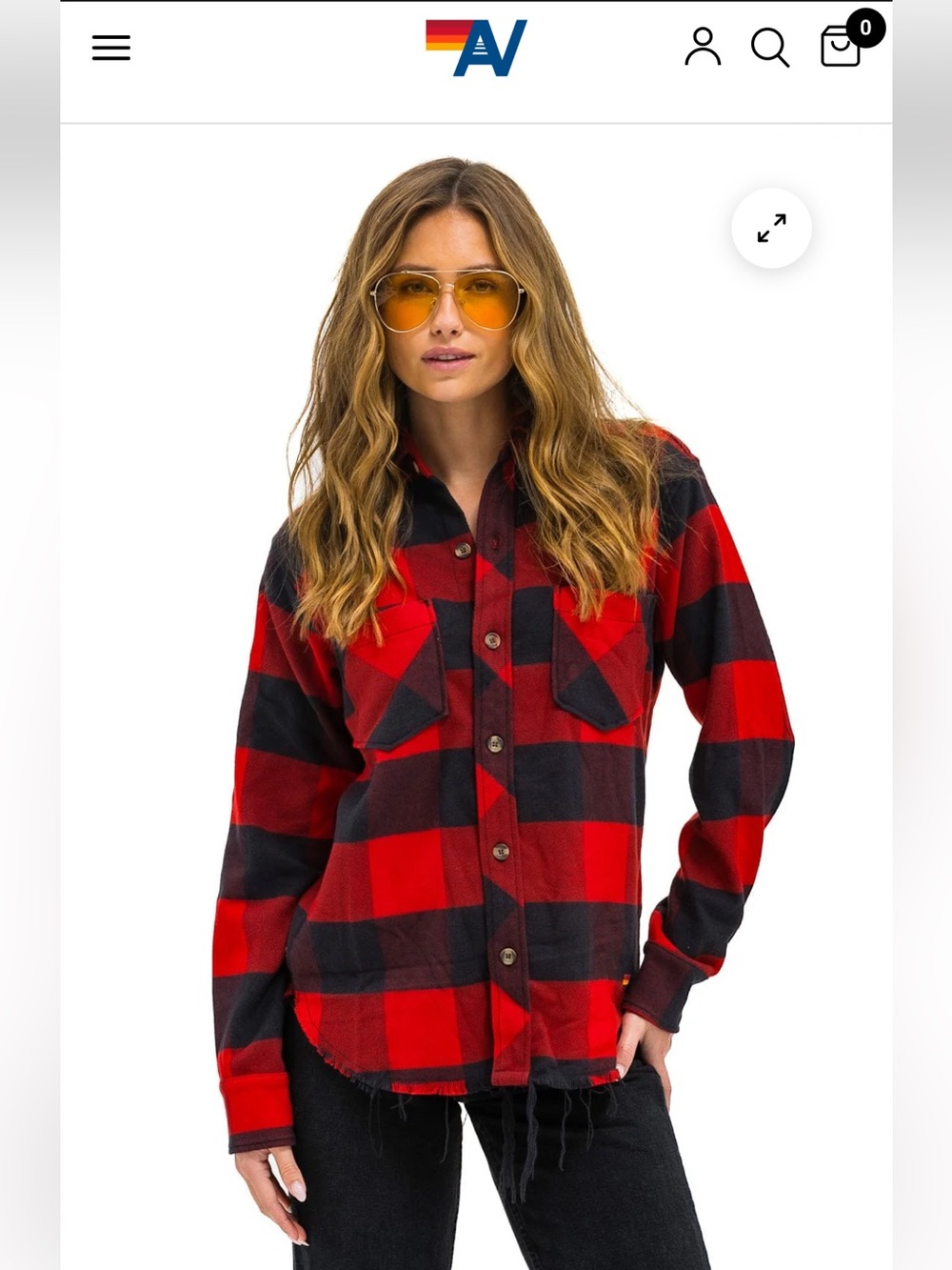 Aviator Nation Flannel Buffalo Plaid Western Shirt Unisex Size Large Lightweight